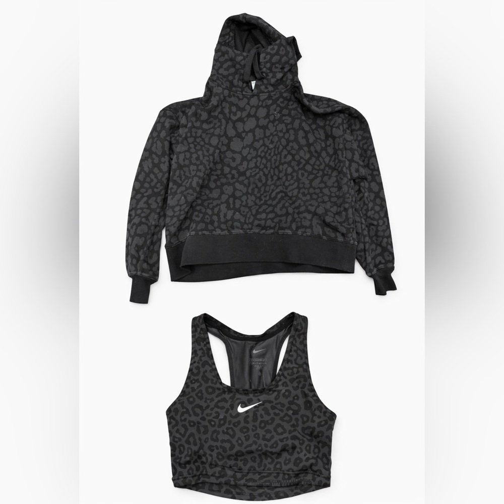 Nike Black Leopard Print Hoodie and Tank top Set